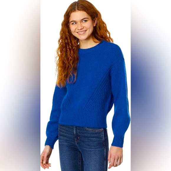 Madewell Simone Ballon Sleeve Noble Blue Crew Neck Pullover Sweater Size XL - Picture 1 of 13